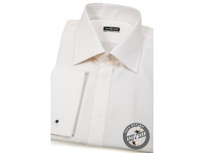 Pánská smetanová košile SLIM FIT, krytá léga, na manžetové knoflíčky 111-164