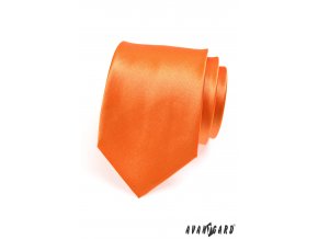 Sytě oranžová jednobarevná jemně lesklá kravata _