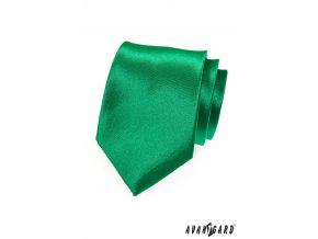 Středně zelená jemně lesklá jednobarevná kravata _