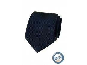 Tmavě modrá hedvábná pánská kravata s pruhovanou strukturou