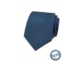 Zářivě modrá hedvábná pánská kravata se vzorem připomínajícím včelí plástev