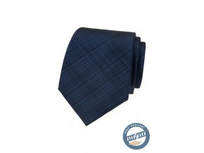 Tmavě modrá hedvábná pánská kravata s žíháním