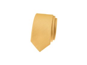 Světle žlutá luxusní SLIM kravata se vzorovanou strukturou