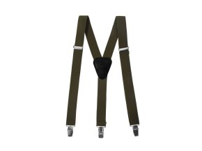 Chlapecké šle Y s koženým středem a zapínáním na klipy - 25 mm 862-4823 Khaki, černá kůže (Velikost výška postavy 90 - 110 cm)