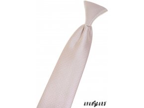 Světle pudrová dětská kravata na gumičku se stříbrnými detaily