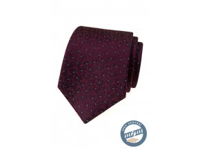 Vínová hedvábná pánská kravata s drobným vzorem + krabička