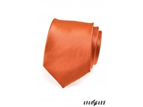 Cihlová jemně lesklá jednobarevná kravata _