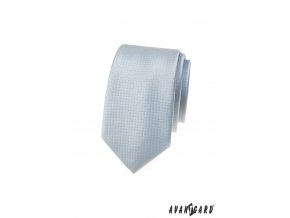 Modrá luxusní slim pánská kravata se stříbrnými detaily