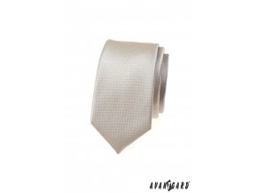 Ivory luxusní pánská slim kravata se stříbrnými detaily