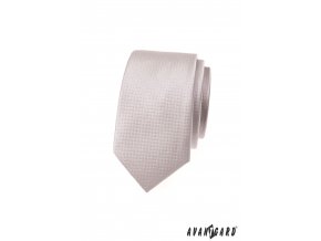 Pudrová luxusní slim pánská kravata se stříbrnými detaily
