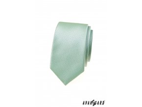 Světle zelená luxusní pánská slim kravata s tečkami