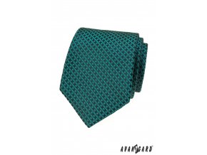 Tyrkysová luxusní pánská kravata s mřížkou