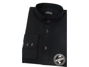 Černá bavlněná slim fit košile se stojáčkem