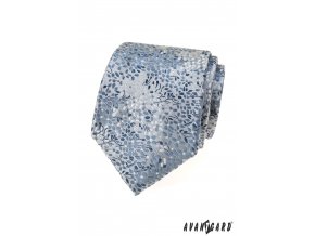 Světle modrá luxusní pánská kravata s květinami