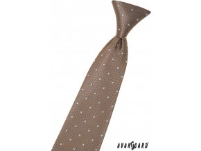 Béžová dětská kravata na gumičku s puntíky
