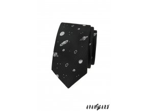Černá luxusní pánská slim kravata – Vesmír