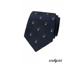 Tmavě modrá luxusní pánská kravata se vzorem – Pes