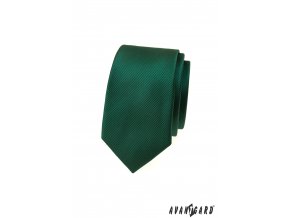 Zelená luxusní pánská slim kravata s pruhovanou strukturou
