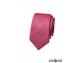 Růžová luxusní pánská slim kravata s pruhovanou strukturou