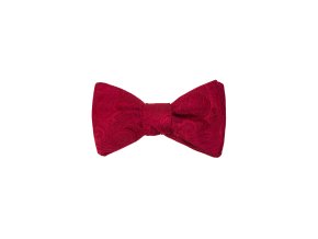 Červený vázací pánský motýlek se vzorem Paisley + kapesníček do saka