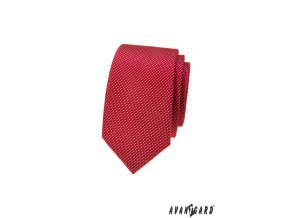 Červená luxusní pánská slim kravata s bílým vzorkem