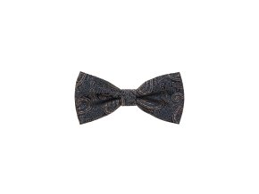 Tmavě modrý pánský motýlek s béžovým vzorem Paisley + kapesníček do saka