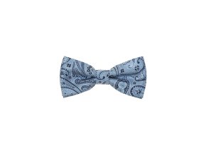 Světle modrý pánský motýlek (vzor Paisley) + kapesníček do saka