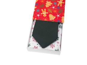 Zelená matná luxusní pánská kravata + kapesníček do saka (vánoční dárková sada)