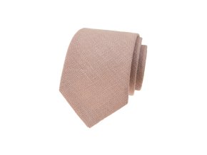 Pudrová lněná pánská kravata