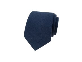 Modrá lněná pánská kravata