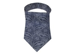 Tmavě modrý hedvábný askot se vzorem Paisley