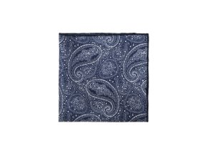 Modrý hedvábný kapesníček do saka se vzorem Paisley