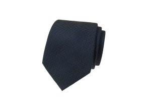 Tmavě modrá hedvábná pánská kravata se vzorem + krabička