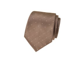 Béžová lesklá luxusní pánská kravata s puntíky