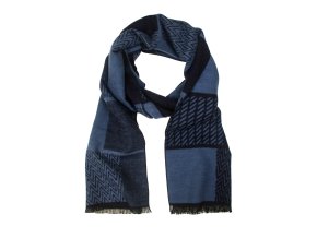 Modrá pánská šála s tmavým vzorem