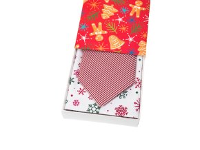 Vínová luxusní pánská kravata se vzorem + kapesníček do saka (vánoční dárková sada)