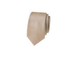 Béžová lesklá luxusní pánská slim kravata
