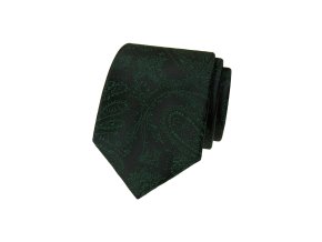 Sytě tmavě zelená luxusní pánská kravata se vzorem Paisley