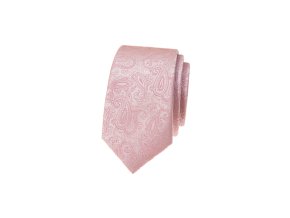 Světle pudrová luxusní pánská kravata se vzorem Paisley