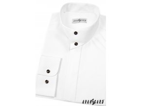 Bílá pánská košile se stojáčkem na 2 knoflíky, dl.rukáv, 452-1 V1_