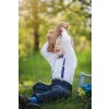 Chlapecké šle Y s koženým středem a zapínáním na klipy - 25 mm 862-3112 Tmavě modrá, béžová kůže (Velikost výška postavy 130 - 150 cm)