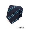 Tmavě modrá kravata se šikmými modrými proužky