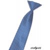 Modrá chlapecká kravata s bílým křížkovým vzorem