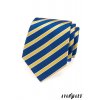 Modrá kravata s bíle olemovanými žlutými pruhy