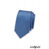 Modrá slim jednobarevná kravata s jemným vzorkem