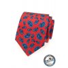 Červená kravata s modrým zaobleným vzorem
