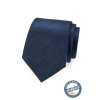 Tmavě modrá hedvábná kravata se vzorem stejné barvy