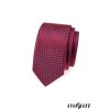 Červená lesklá slim kravata s modrým vzorem