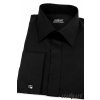 Černá pánská SLIM FIT košile na manžetové knoflíčky, s krytou légou, 160-23_