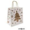Bílá vánoční dárková taška se zlatým stromečkem (250 x 110 x 240 mm)